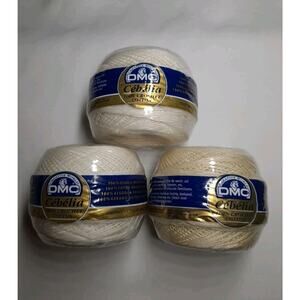 3 Cabelia DMC 3 Cord Crochet Thread No 10 & 20 White & 712 Cream Yards